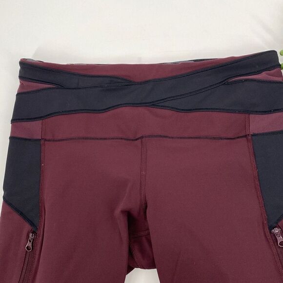 Lululemon Kris Cross Crop Legging Full-On Luxtreme Bordeaux Drama Black Size 6 - Picture 3 of 12